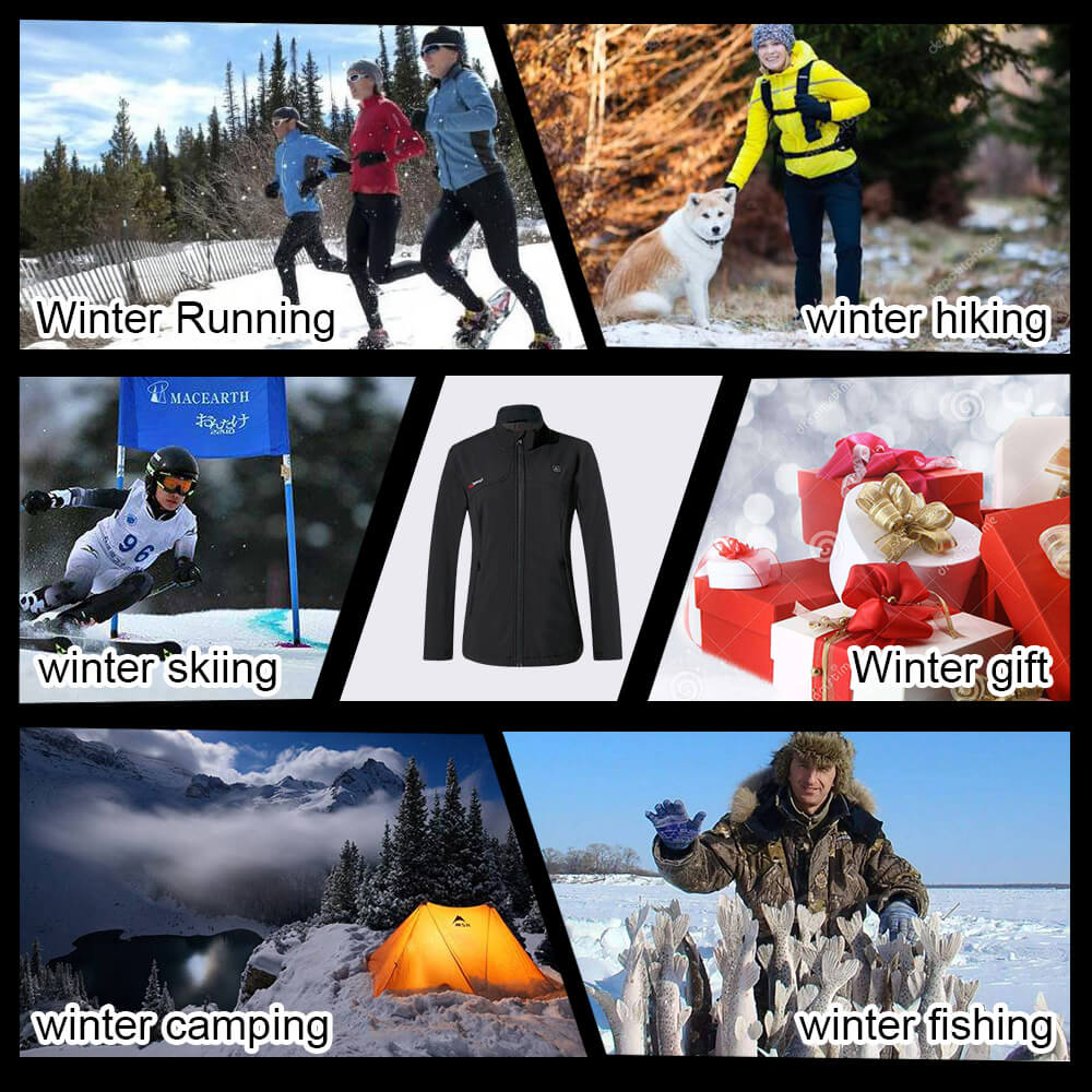 175- Women's Heated Jacket Warming Coat-Black