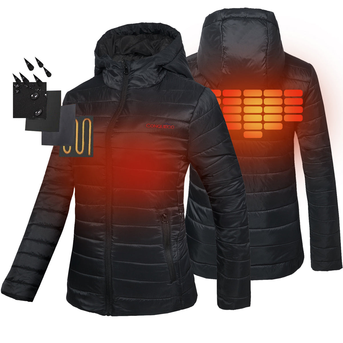 Women's Heated Jacket Lightweight Slim Fit Waterproof & Windproof