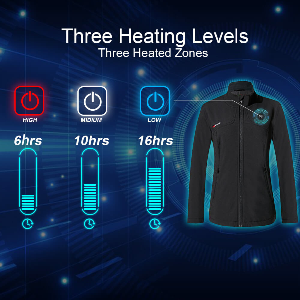 175- Women's Heated Jacket  Warming Coat-Black