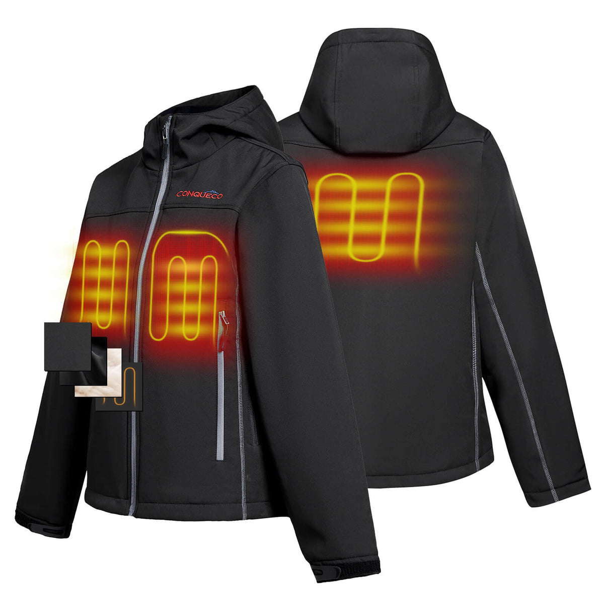 COMJ204- Women's Heated Jacket Shell Soft Waterproof & Windproof-Black