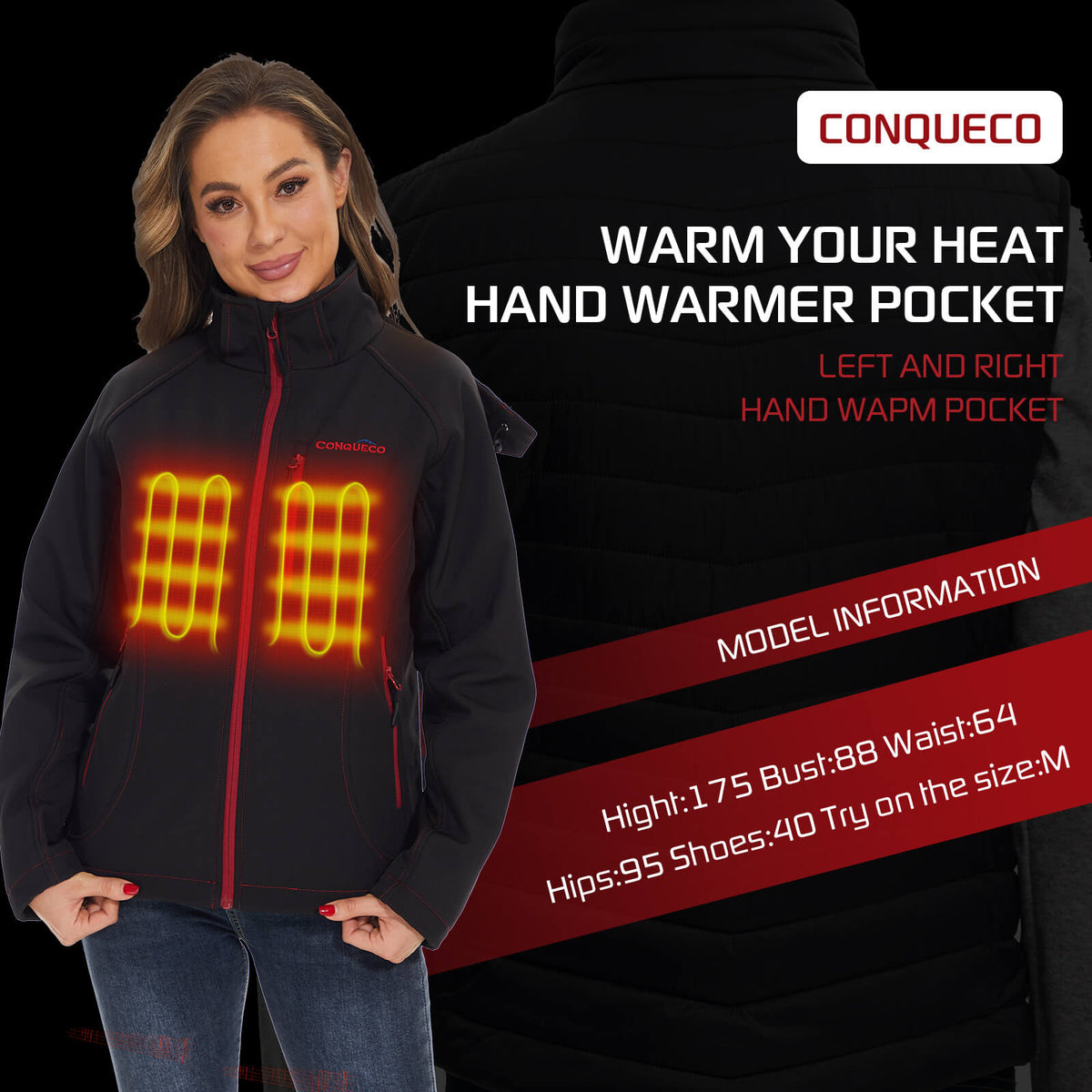 COMV264- Women's Slim Fit Heated Hoodie Jacket-NEW