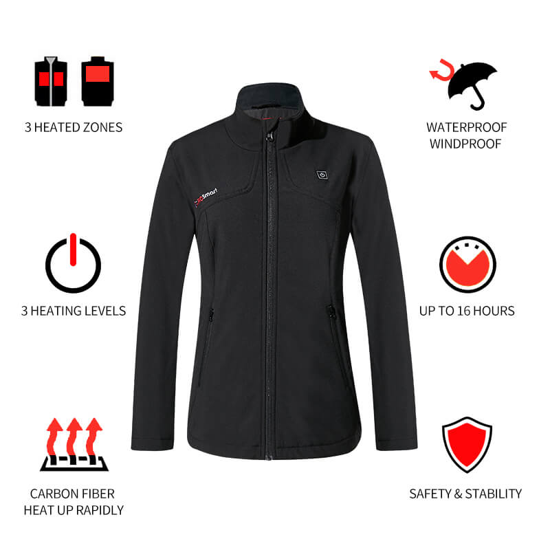 175- Women's Heated Jacket  Warming Coat-Black